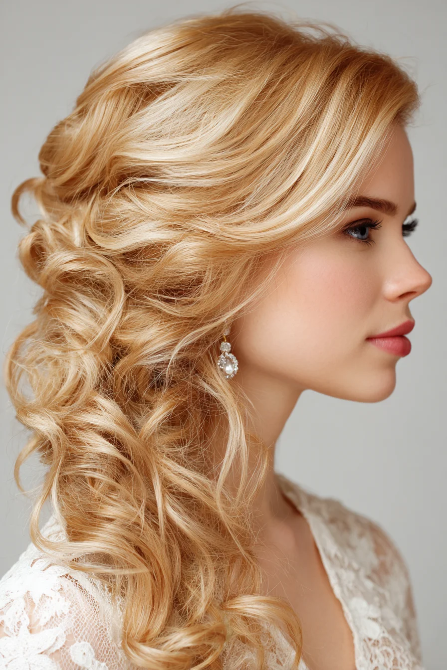 Romantic Half-Up Voluminous Curls for Long Hair