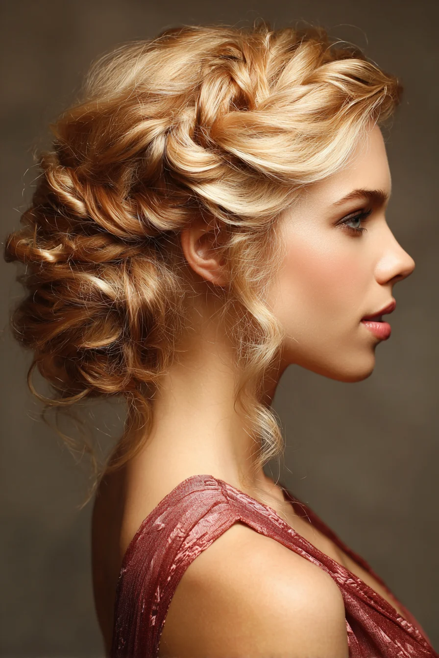 Romantic Textured Braided Updo — Soft Halo Braid for Medium to Thick Hair