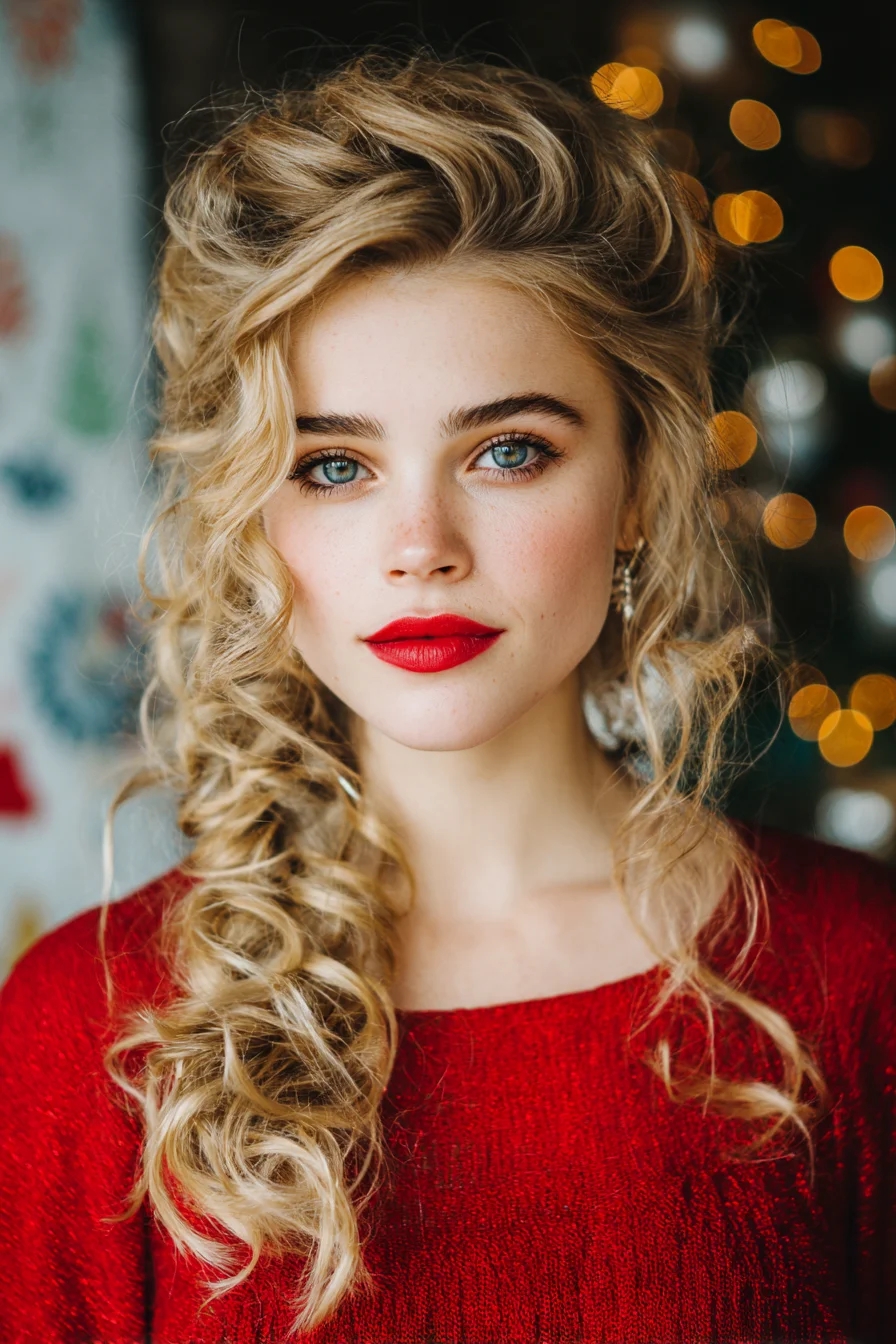 Romantic Textured Side‑Swept Curly Cascade