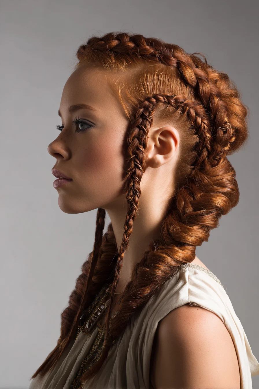 Rope-Twist Updo with Cornrow Accents and Face‑Framing Braids