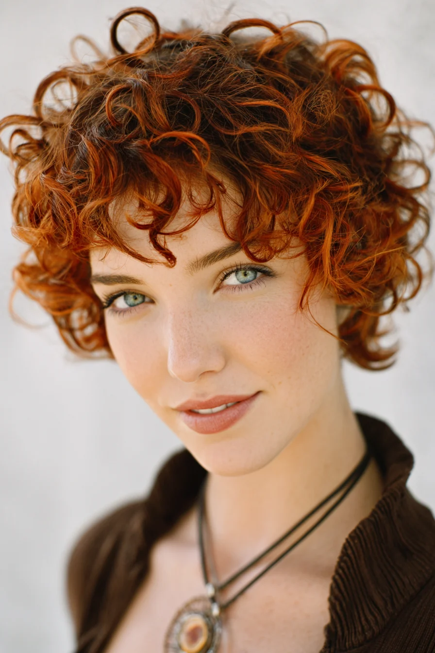Short Curly Pixie with Soft Fringe — Defined, Textured Curls
