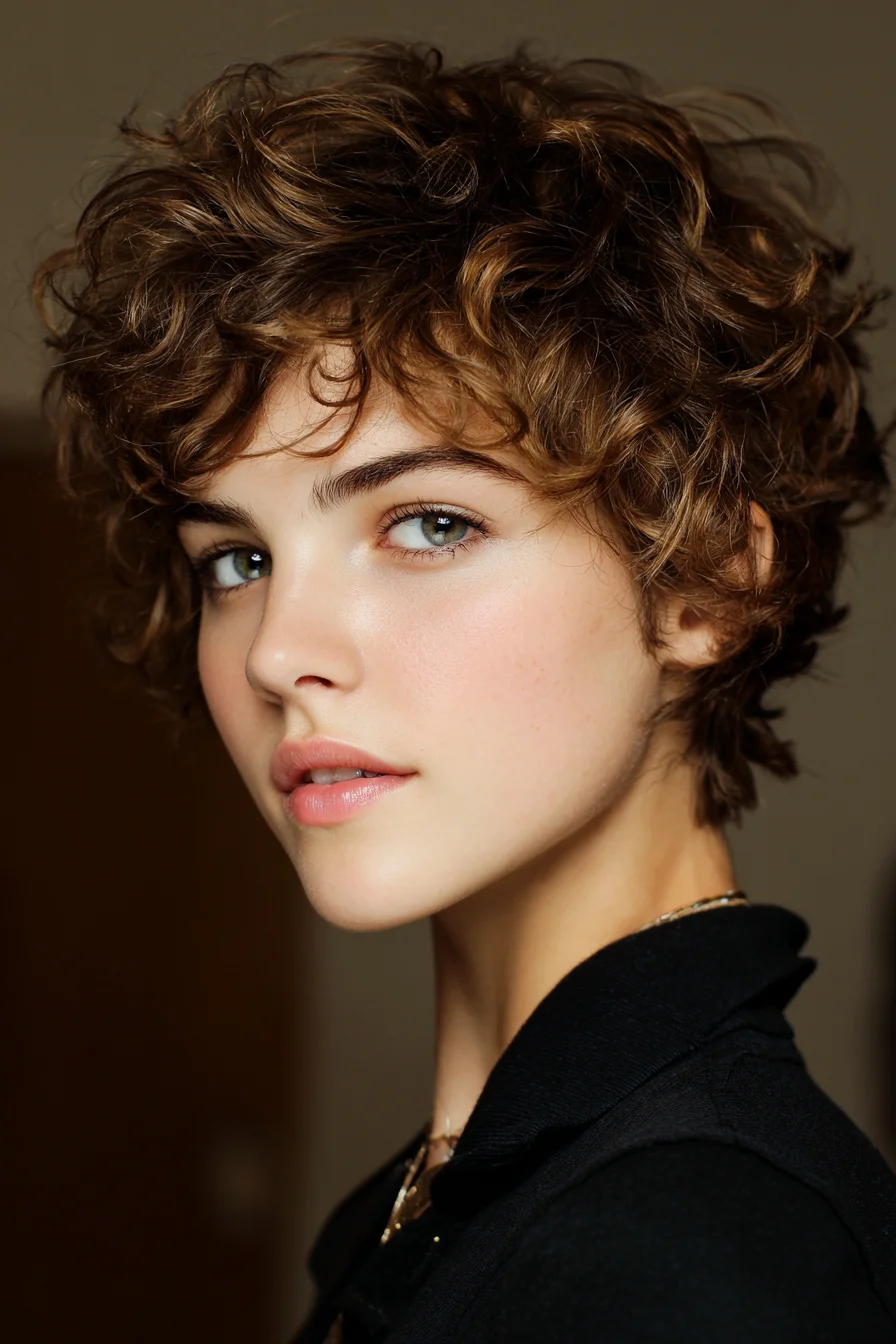 Short Layered Curly Pixie — Tousled Textured Crop