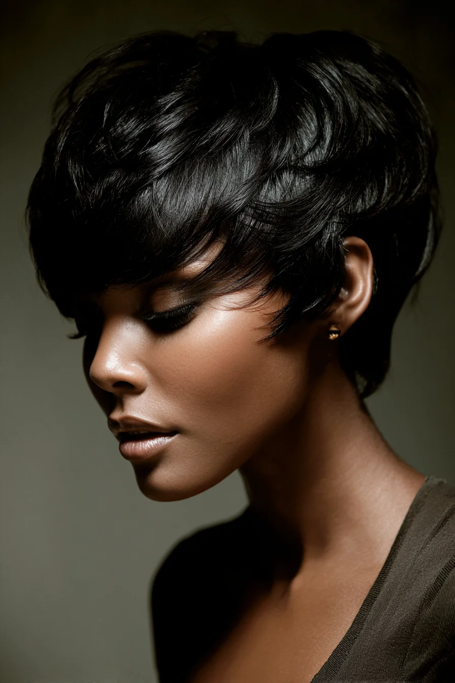Short Layered Pixie with Textured Fringe and Tapered Nape