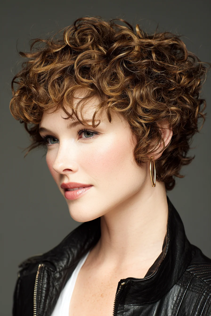 Short Textured Curly Pixie — Defined Ringlets and Layered Volume