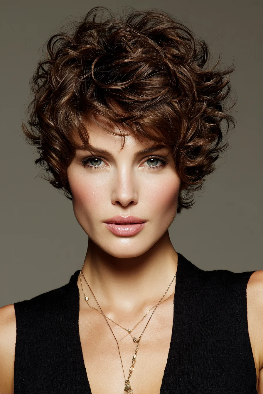Short Textured Curly Pixie with Layered Volume