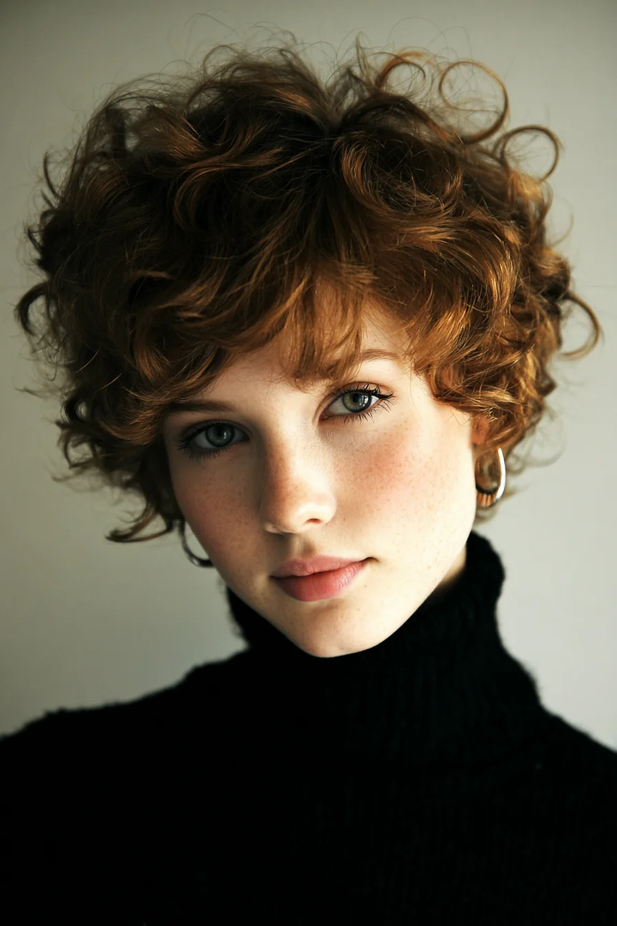 Short Textured Curly Pixie with Soft Fringe