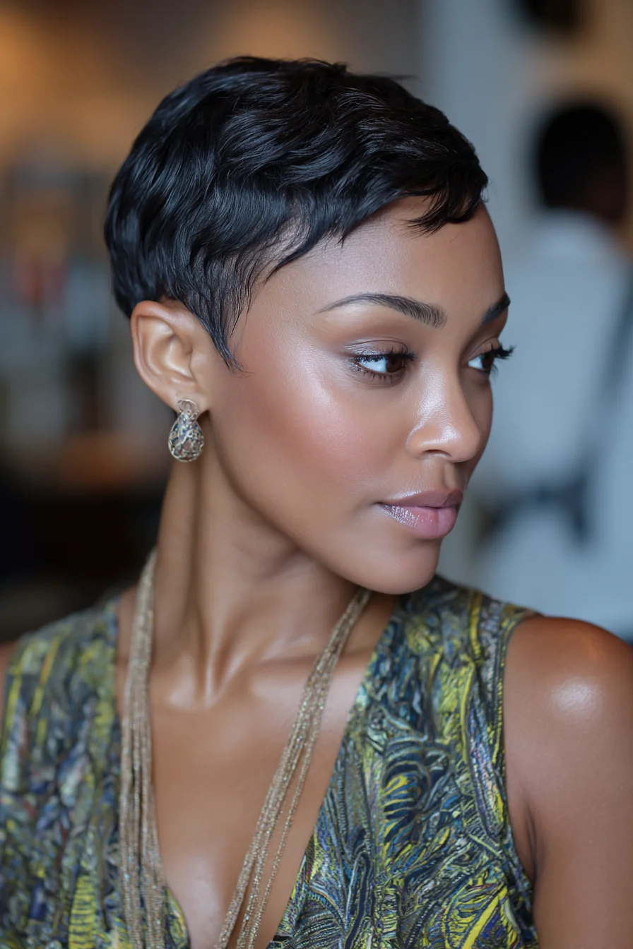 Short Textured Pixie with Finger Waves and Soft Side Sweep