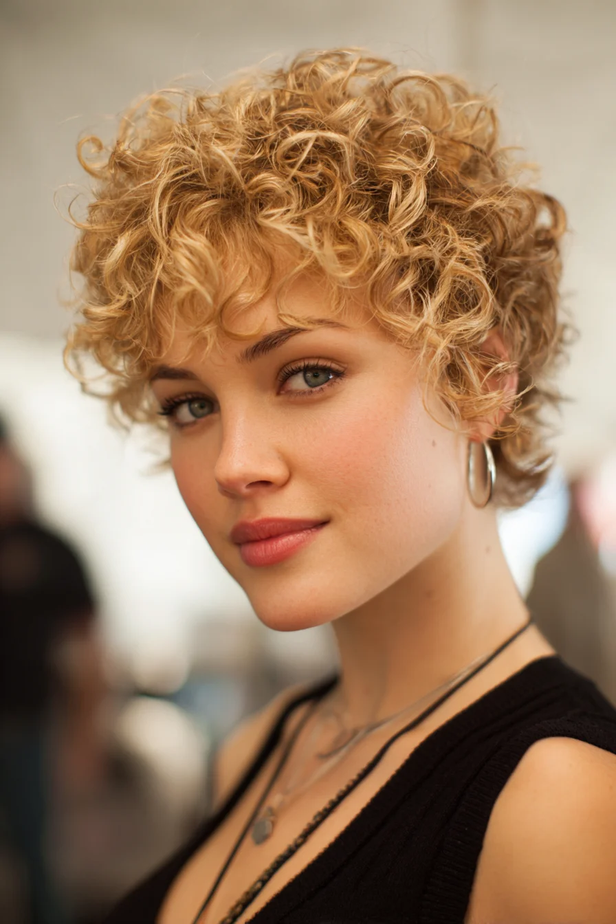 Short Tousled Curly Pixie Cut for Natural Curls