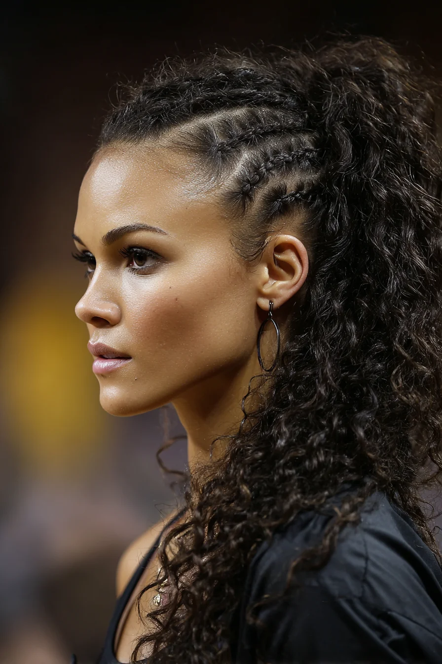 Side Cornrows into High Curly Ponytail — Braided Textured Hairstyle