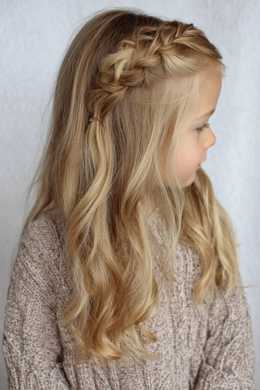 Side Dutch Braid Half-Up with Loose Beachy Waves