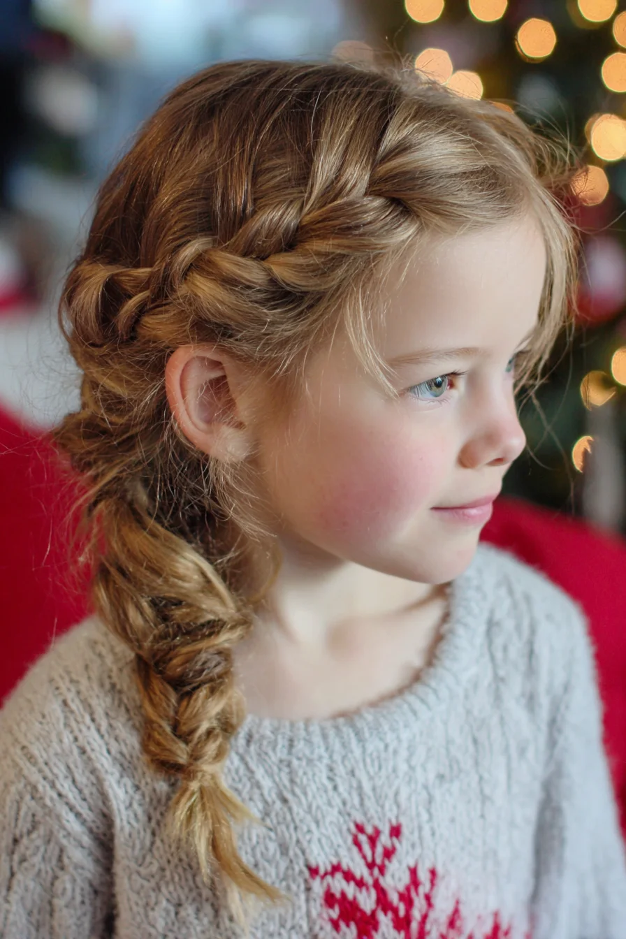 Side Dutch Braid into Loose Textured Side Braid