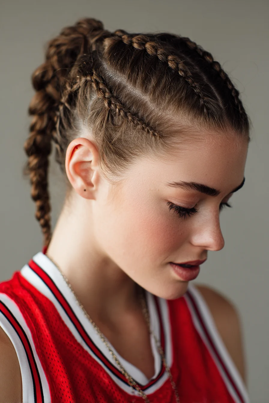 Sleek Cornrow Boxer Braids (Tight Scalp Braids into Braided Ponytails)