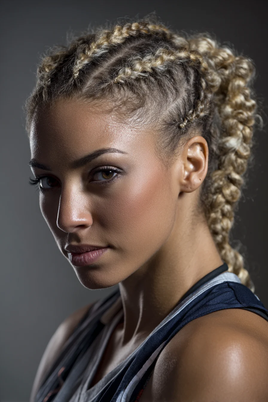 Sleek Cornrows into Braided Ponytail — Scalp Braids with Added Volume