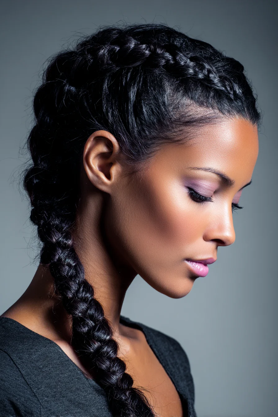 Sleek Dutch Crown Braid into Long Plait — For Thick or Textured Hair