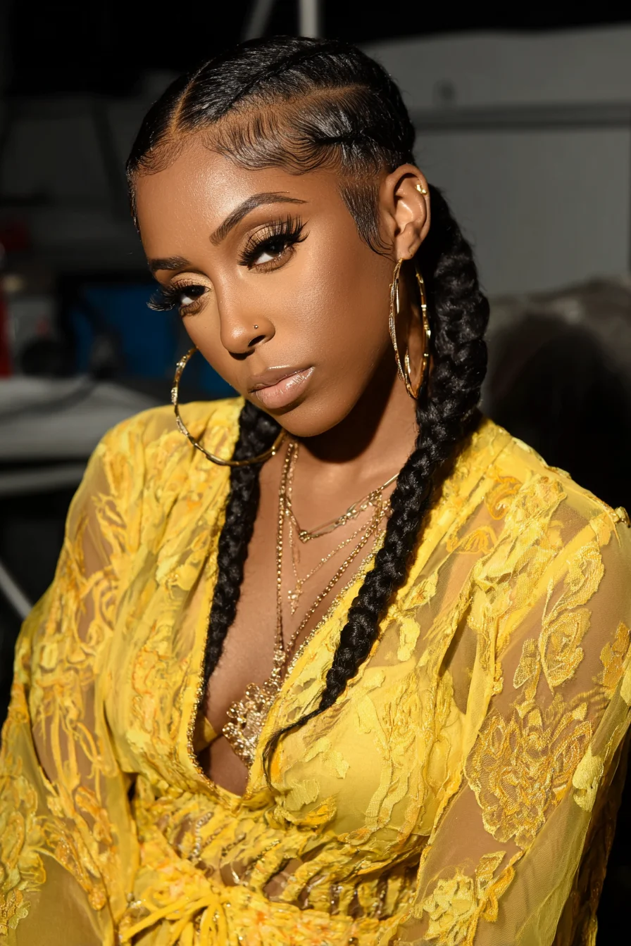 Sleek Feed‑In Cornrows with Long Braids and Laid Baby Hairs