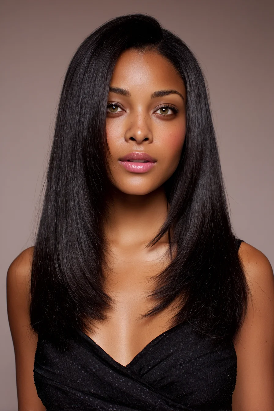 Sleek Long Layered Straight Hair with Face‑Framing Layers