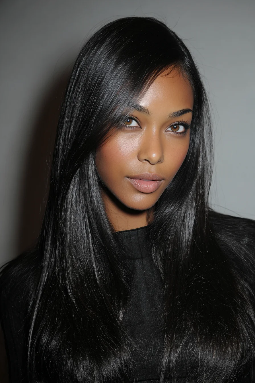 Sleek Long Straight Layers with Soft Face‑Framing