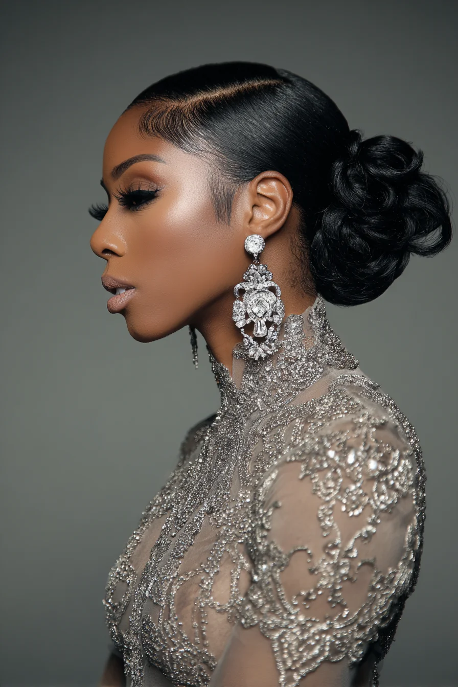 Sleek Low Side-Part Bun with Defined Baby Hairs — Polished Formal Updo