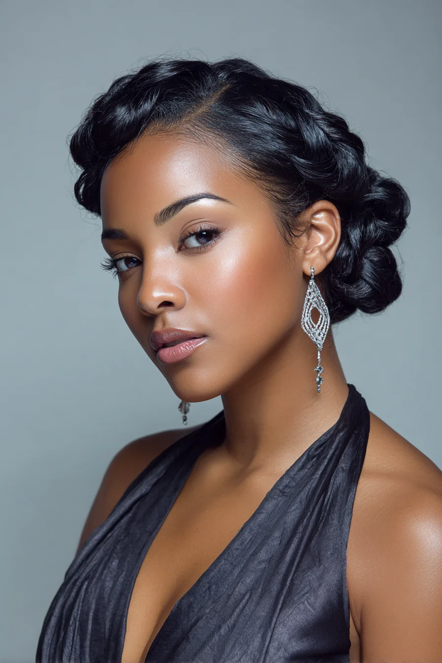 Sleek Twisted Crown Updo for Natural and Relaxed Hair