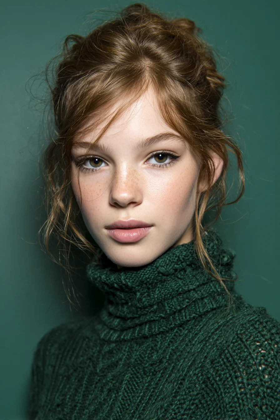 Soft Textured Messy Updo with Face‑Framing Tendrils