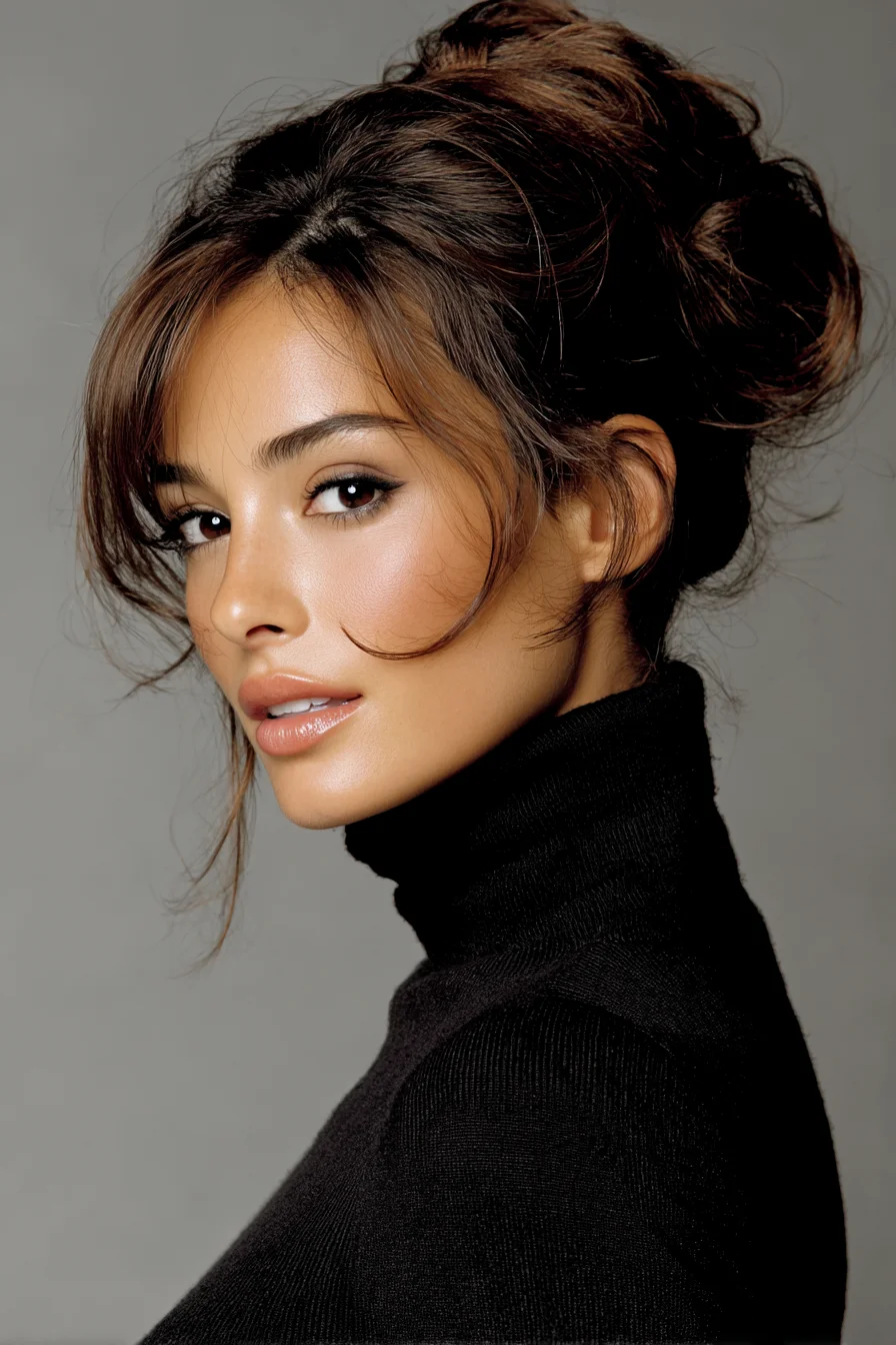 Soft Textured Updo with Face‑Framing Tendrils