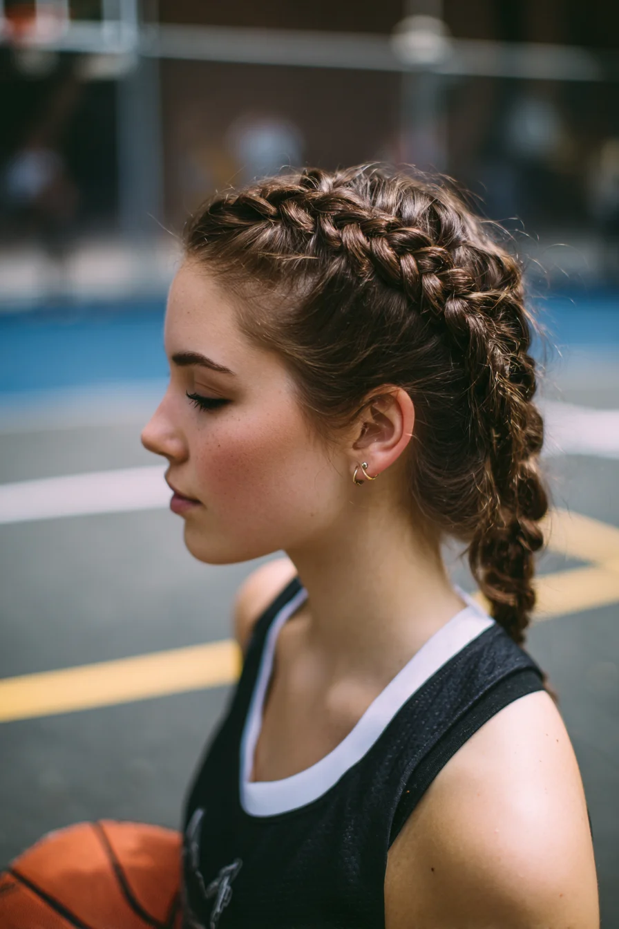 Sporty Double Dutch Braids Joined into a Single Textured Braid
