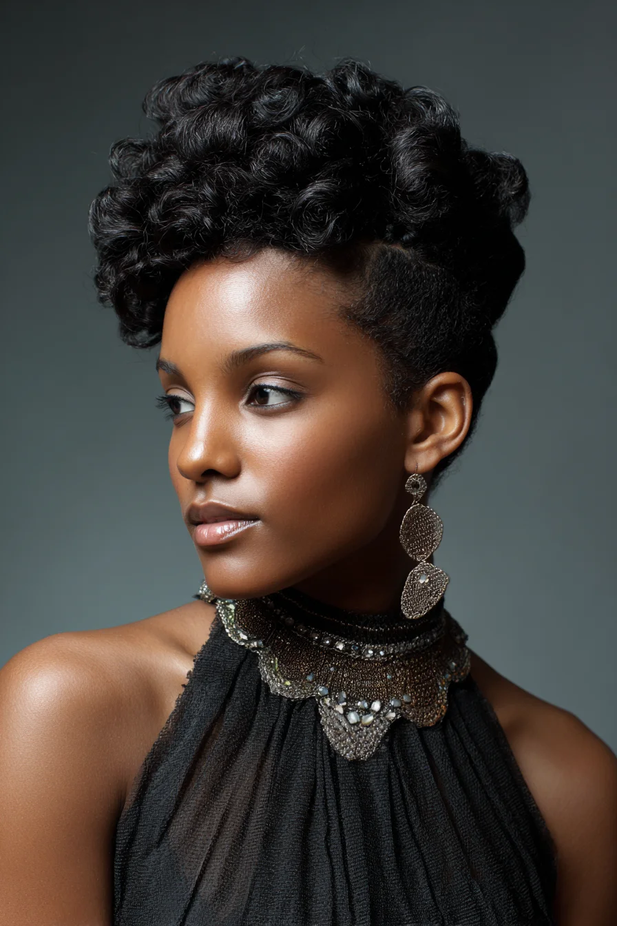 Tapered Faux-Hawk with Sculpted Finger Curls