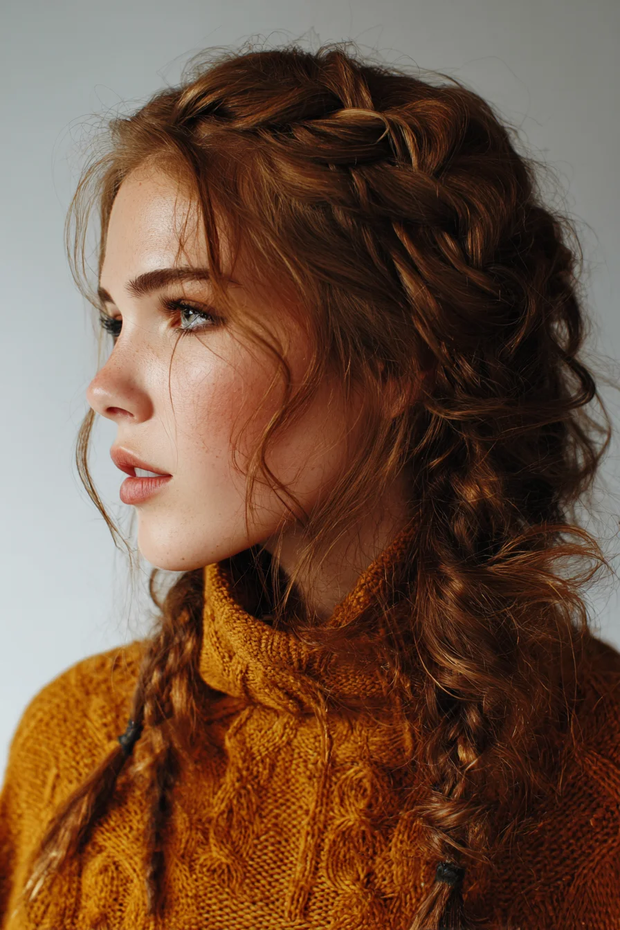 Textured Boho Braids with Loose Face‑Framing Waves