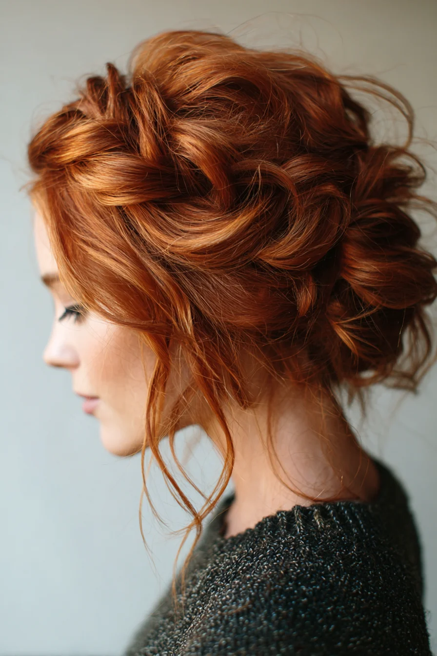 Textured Braided Messy Updo for Wavy, Thick, or Long Hair