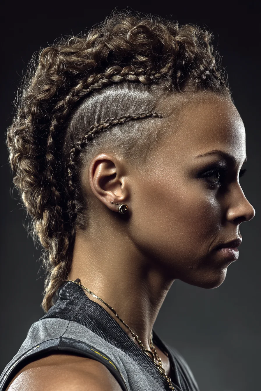 Textured Braided Mohawk with Tight Side Cornrows