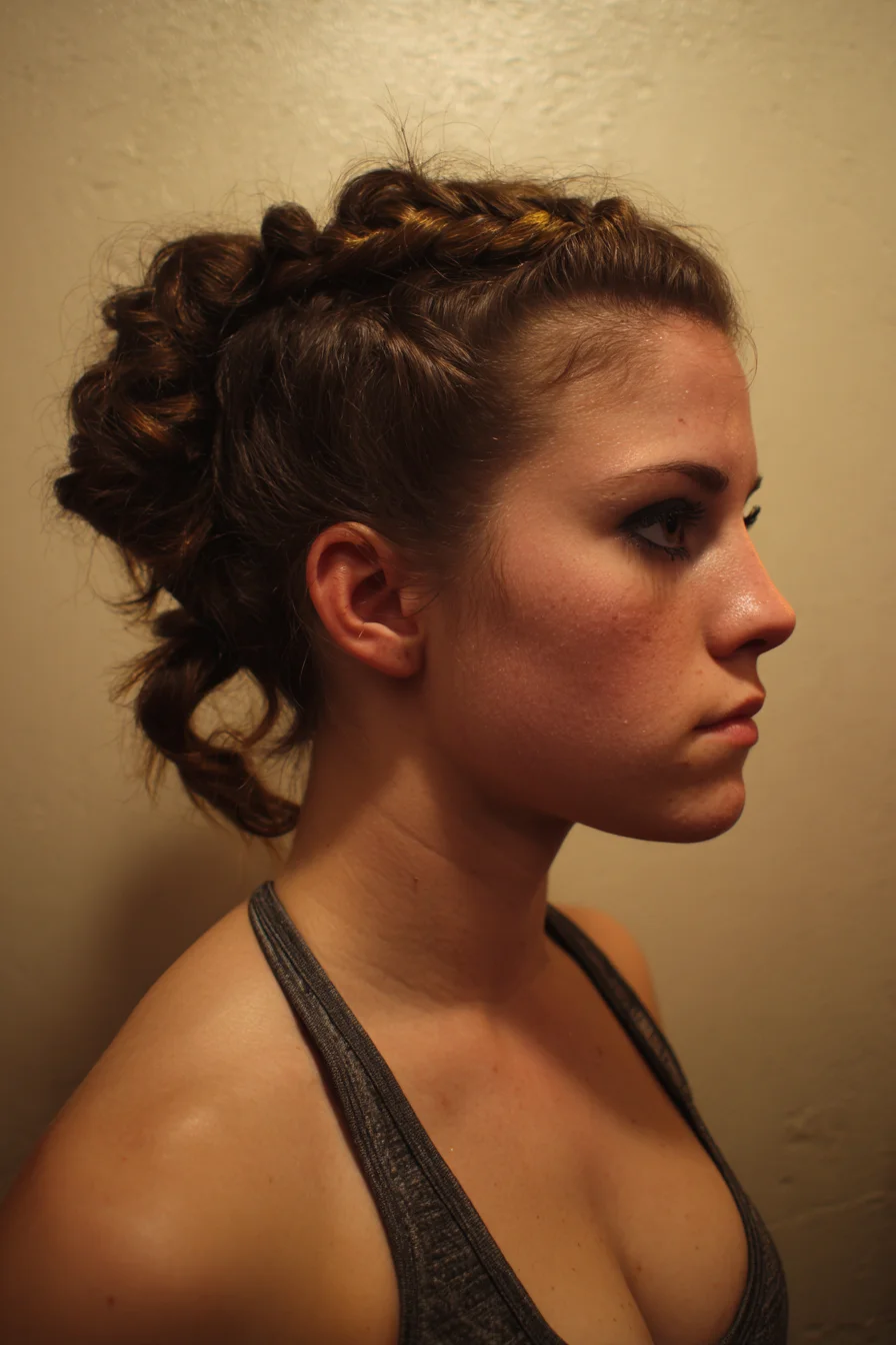 Textured Center Braid Faux-Hawk Updo for Medium to Thick Hair