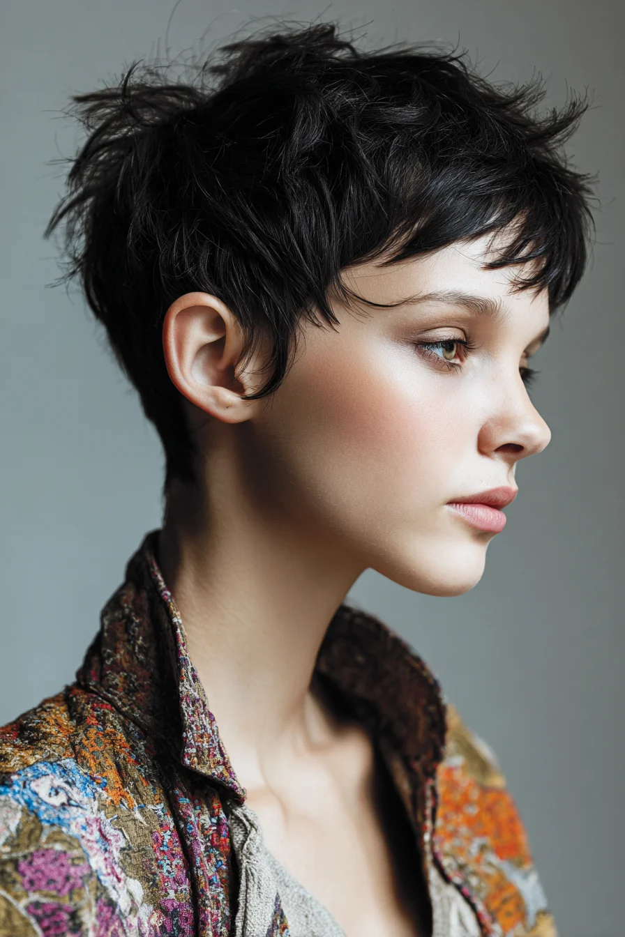 Textured Choppy Pixie Cut — Short Tousled Layers for Fine to Medium Hair