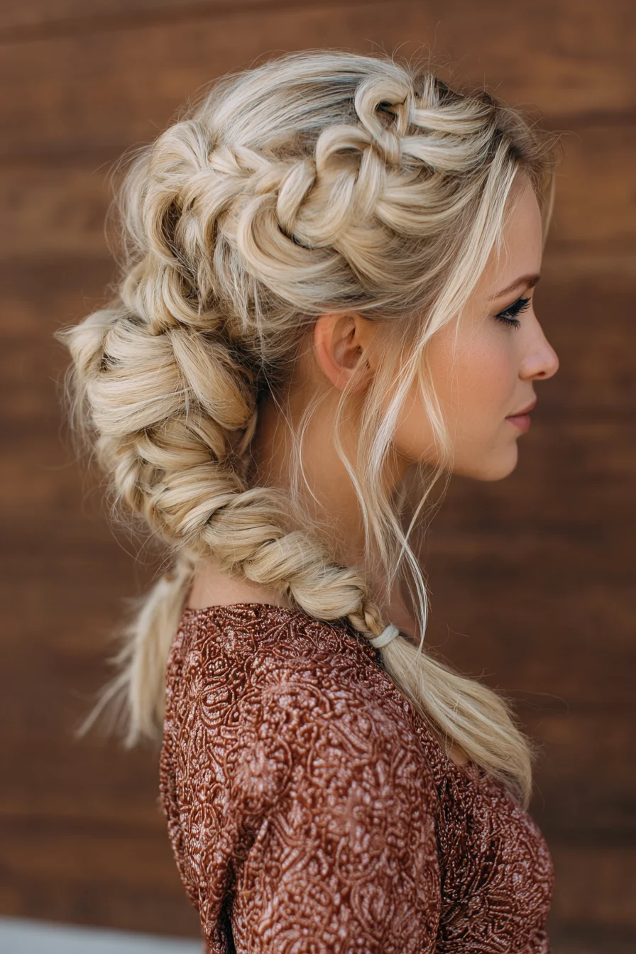 Textured Chunky Pull-Through Braid with Face-Framing Tendrils