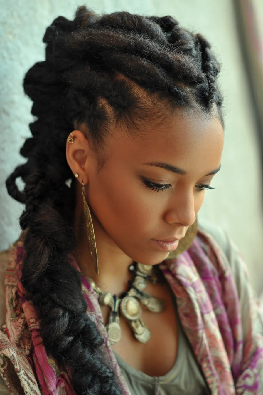 Textured Cornrow Mohawk with Chunky Rope Twists / Faux Locs
