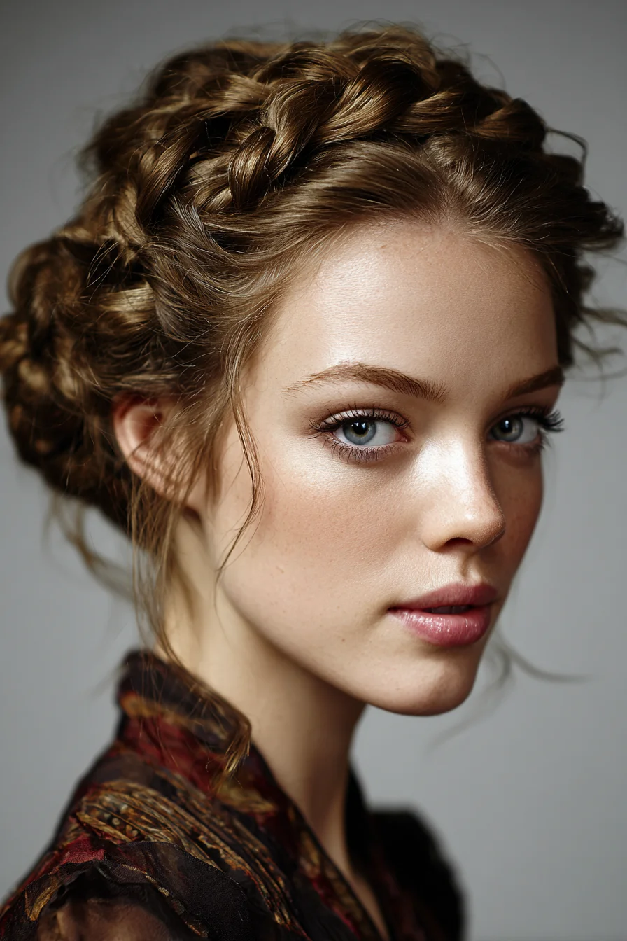Textured Crown Braid Updo — Braided Updo for Medium to Long Hair