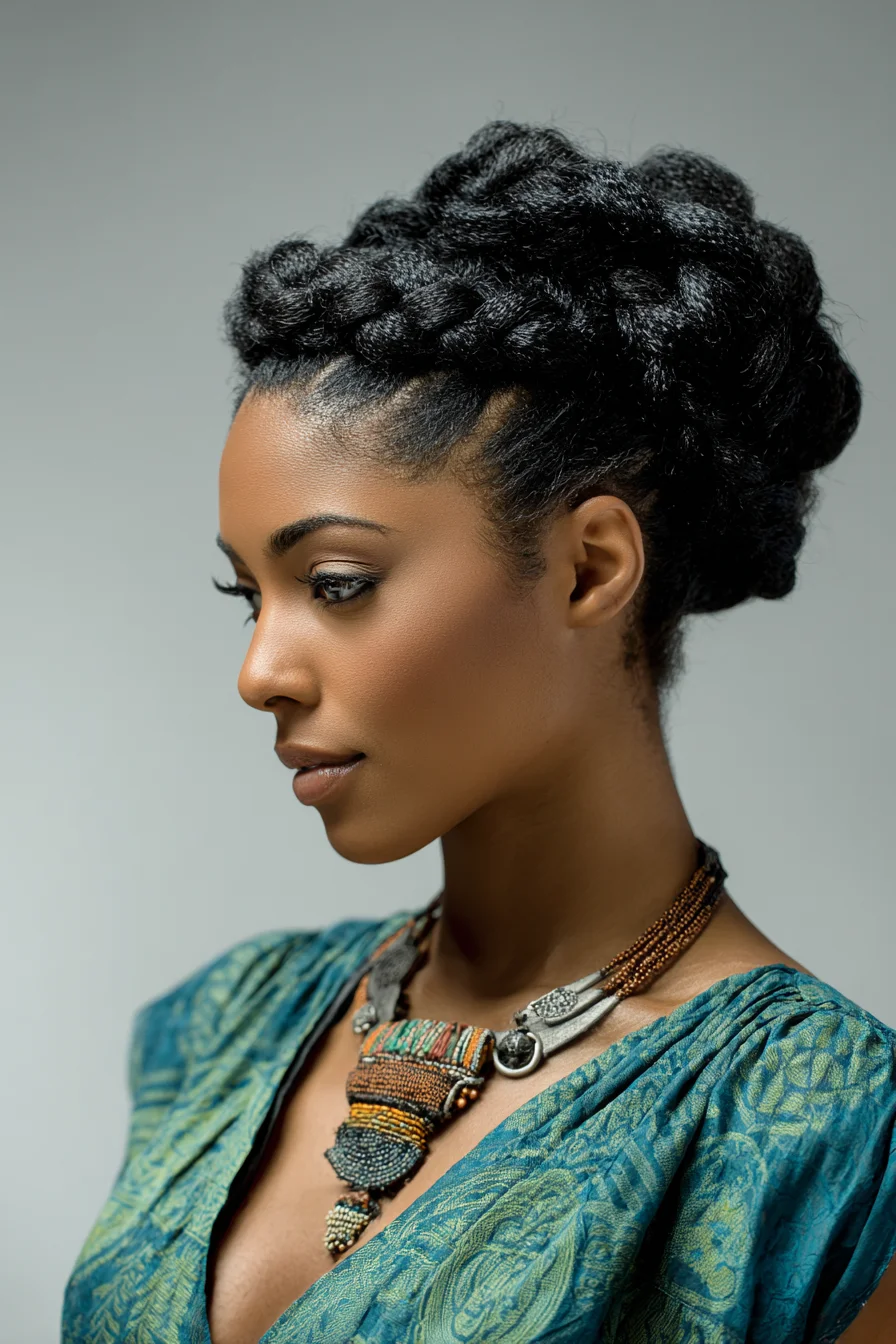Textured Crown Braid Updo for Natural Afro-Textured Hair