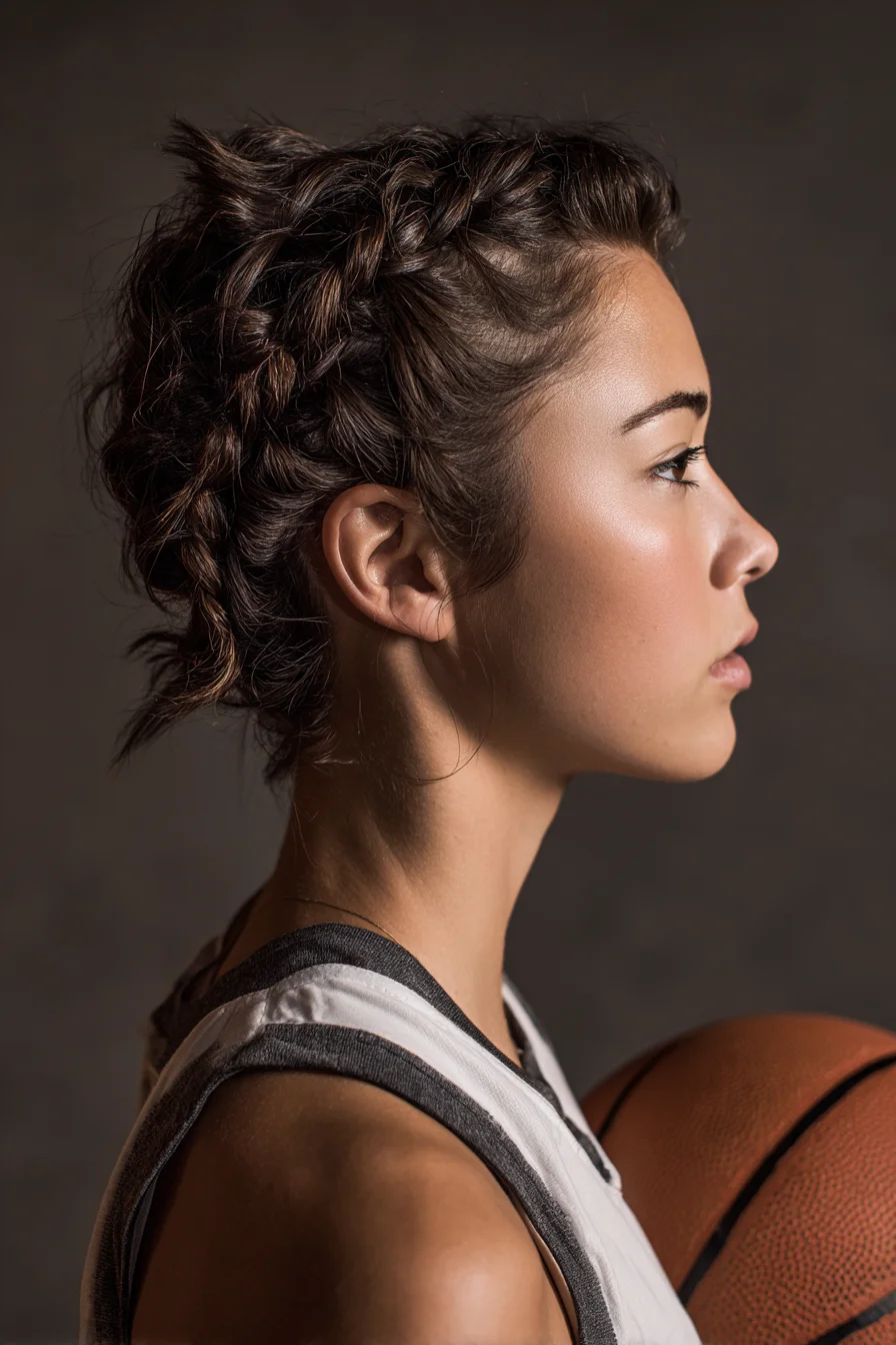 Textured Double Dutch Braids into Low Braided Updo