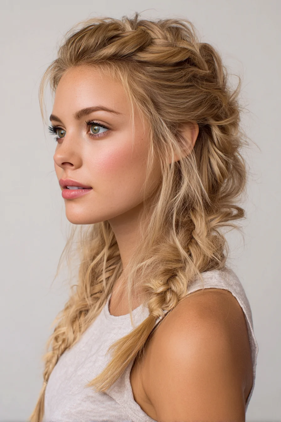 Textured Double Dutch Braids with Volumized Crown