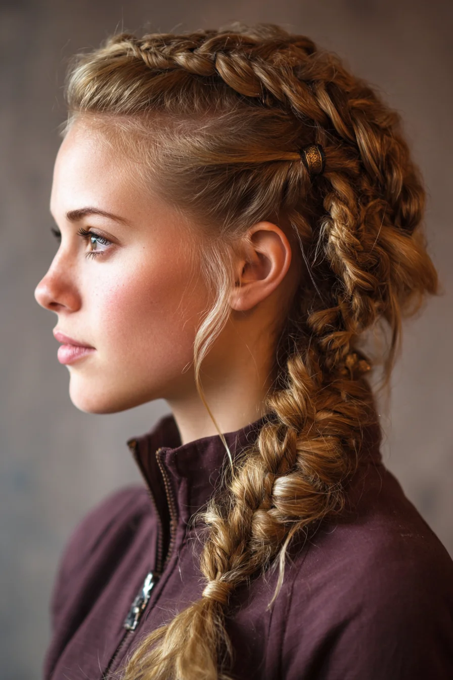Textured Double Dutch into Side Braided Updo — Boho Side Braid for Long Hair