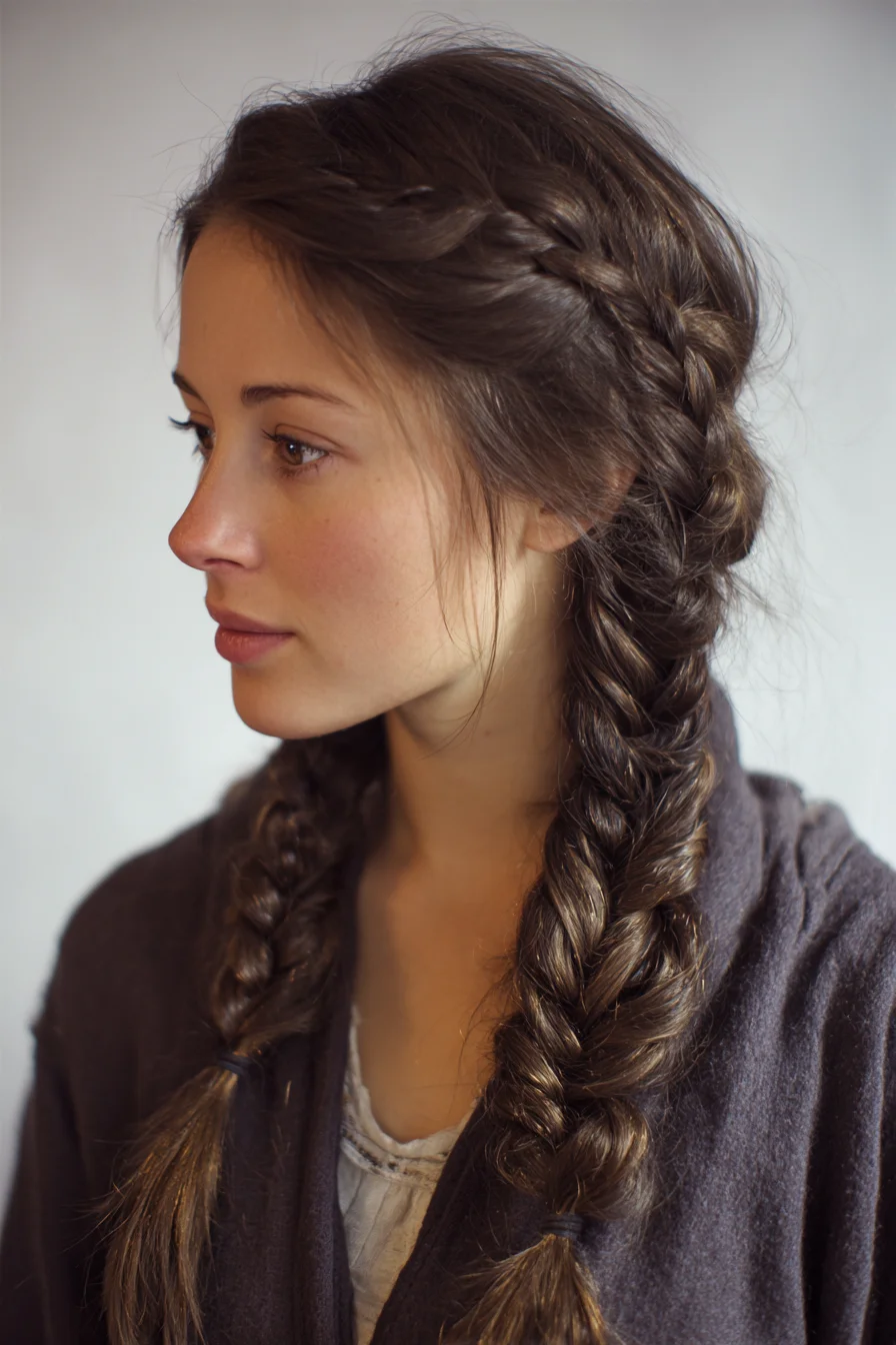 Textured Double Dutch-to-Fishtail Braids for Long Hair