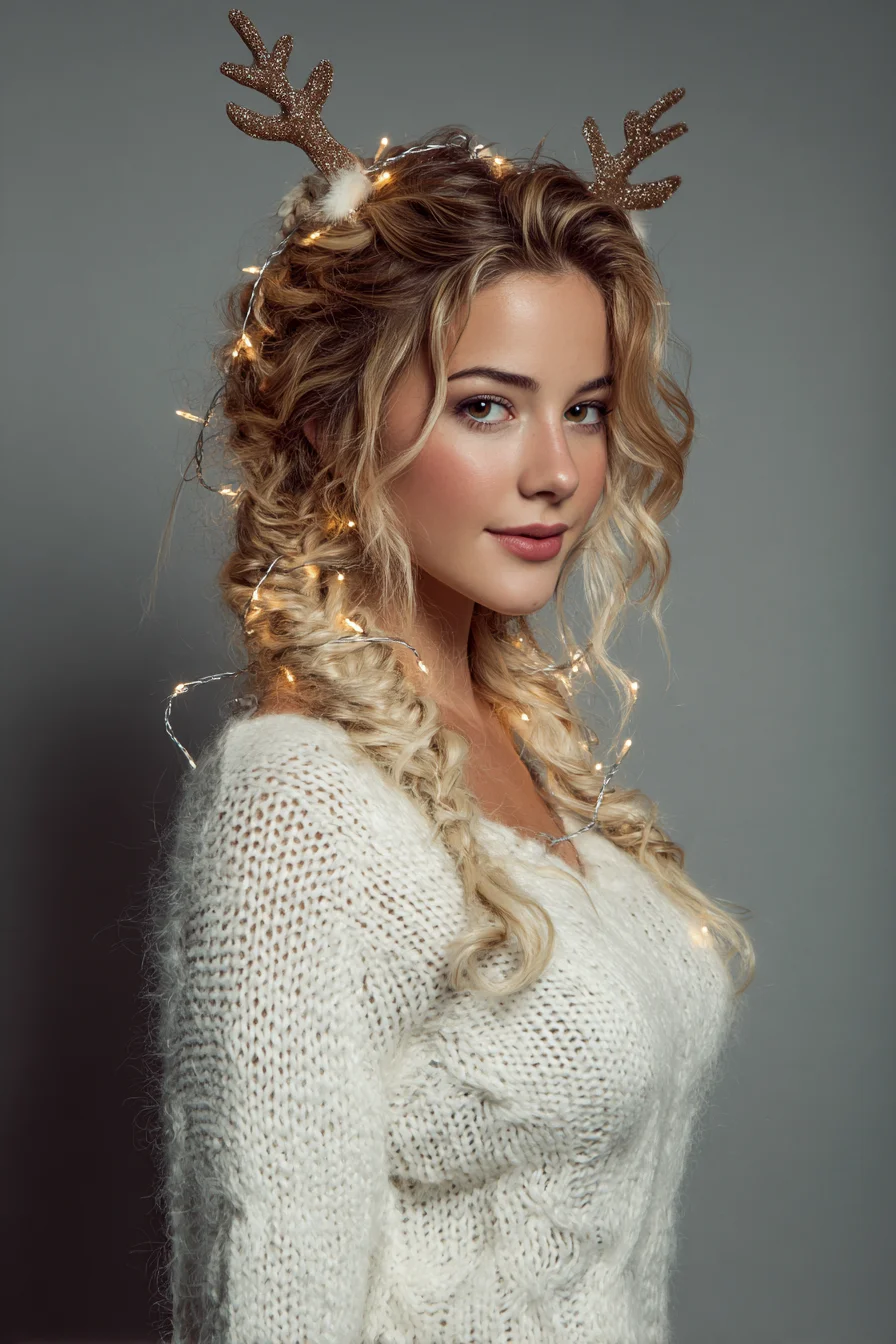 Textured Double Fishtail Braids with Soft Face‑Framing Curls