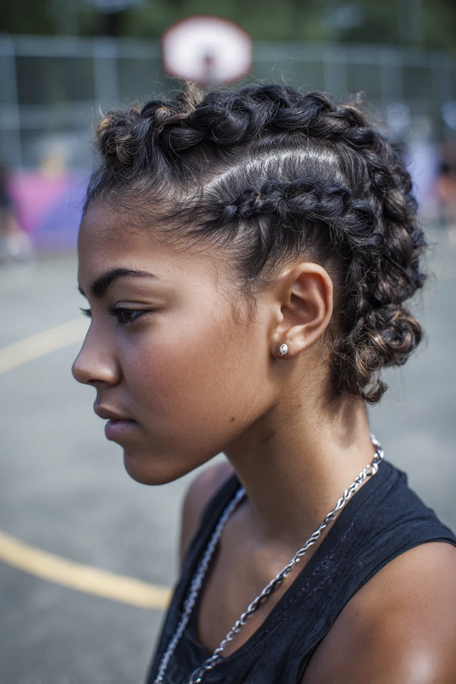 Textured Dutch Cornrows to Low Braided Bun — Protective Sporty Updo