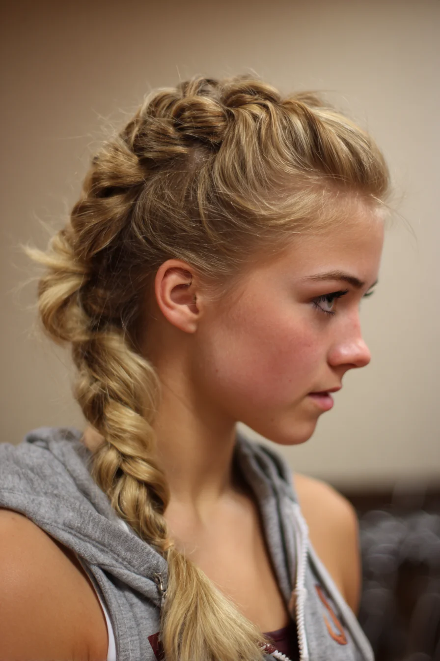 Textured Dutch Side Braid with Pancaked Volume