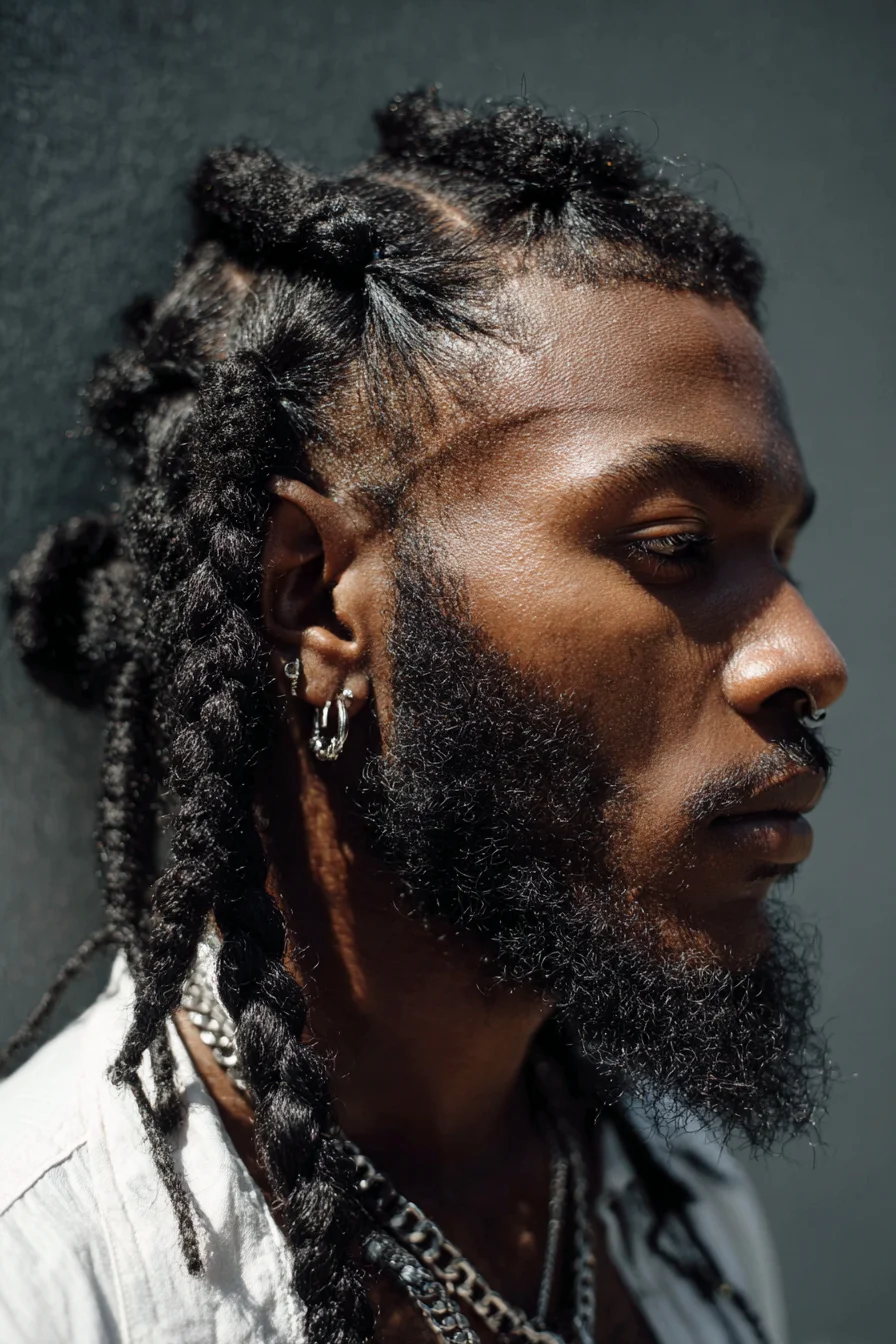 Textured Feed-In Cornrows with Chunky Rope Braids — Natural Hair