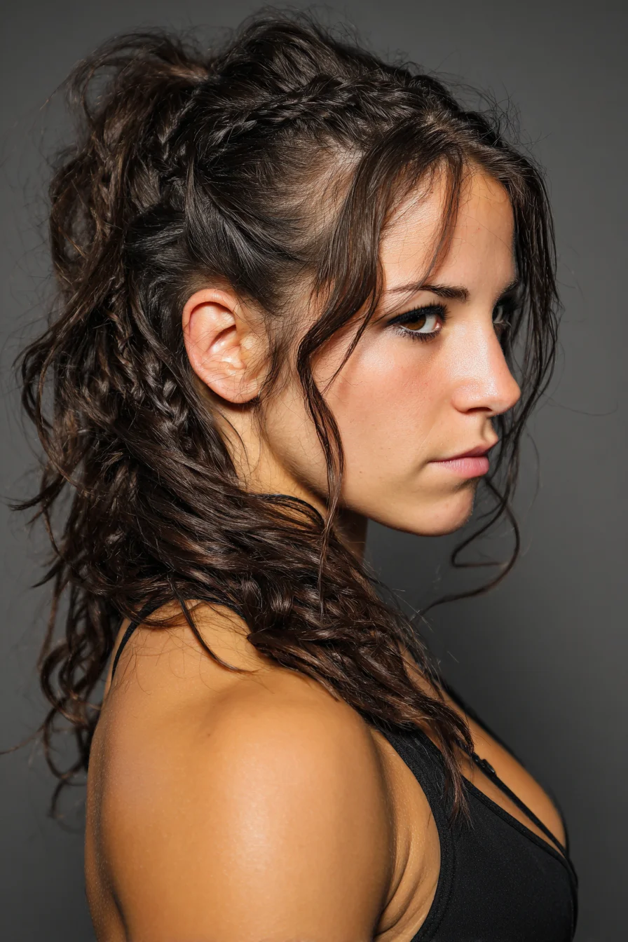 Textured Half-Up Pony with Mini Braids and Face‑Framing Tendrils