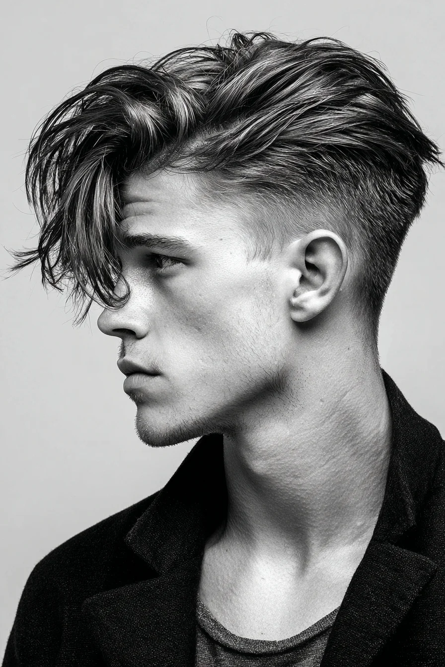 Textured Long Fringe Undercut — Disconnected Sides with Natural Movement