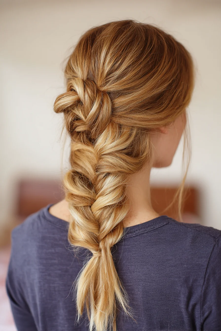 Textured Loose Fishtail/Braided Pony with Face‑Framing Layers