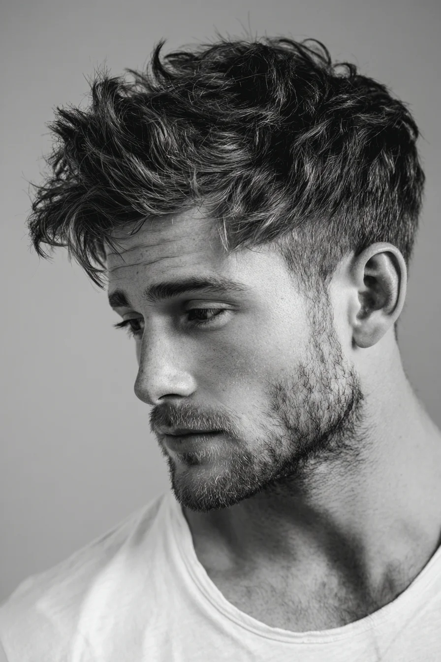 Textured Messy Crop with Tapered Sides — Tousled Fringe for Men