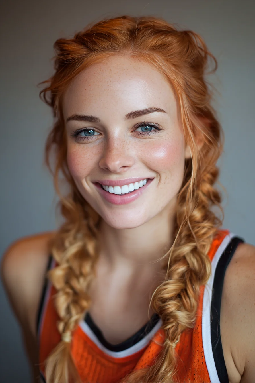 Textured Messy Double Braids with Face-Framing Pieces