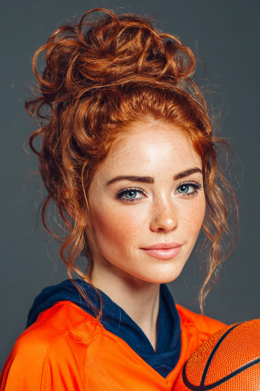 Textured Messy High Bun with Face‑Framing Tendrils